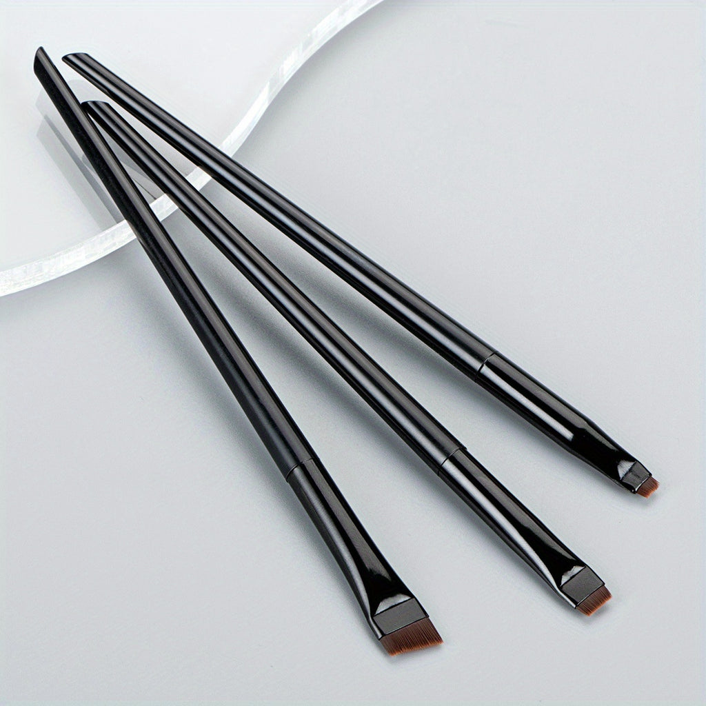 3Pcs Ultra-Thin Eyebrow Brush Set - Angled Precision Eyeliner Makeup Brushes, Synthetic Bristles Slanted Eye Brow Tinting Kit