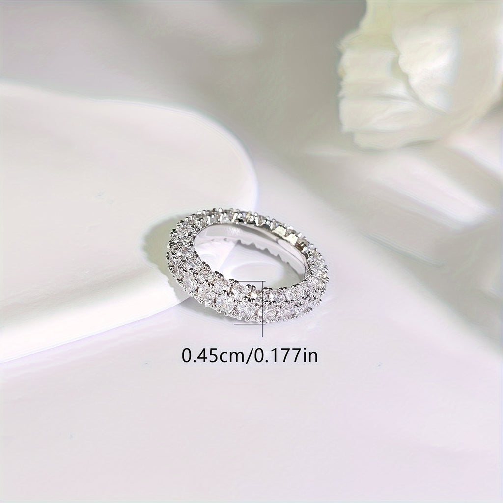 Women's 3 Row Eternity Ring 14K Gold Plated Cubic zirconia Eternity Band Ring Jewelry