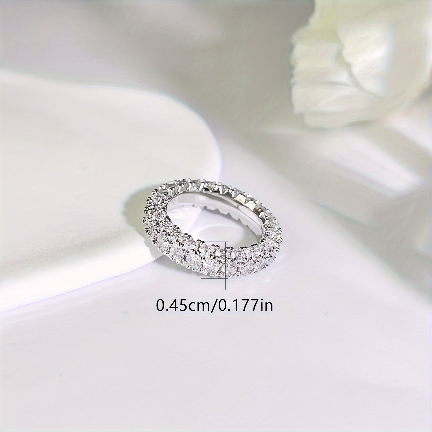 Women's 3 Row Eternity Ring 14K Gold Plated Cubic zirconia Eternity Band Ring Jewelry