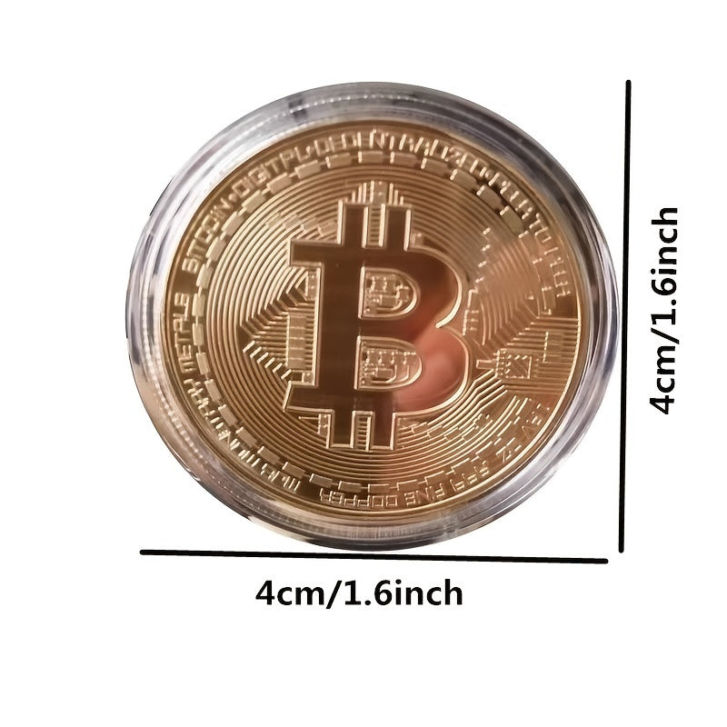 Golden Commemorative Coin Of Bitcoin, A Virtual Currency, As A Business Gift Item With Coin Craftsmanship For Foreign Trade.
