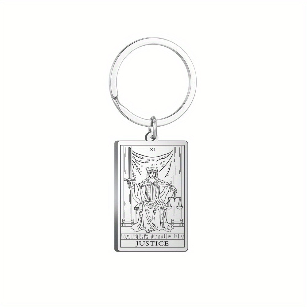 Vintage Stainless Steel Major Arcana Tarot Pendant Keychain - Powerful Divination Tool and Fashion Accessory