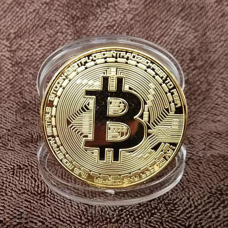 Golden Commemorative Coin Of Bitcoin, A Virtual Currency, As A Business Gift Item With Coin Craftsmanship For Foreign Trade.