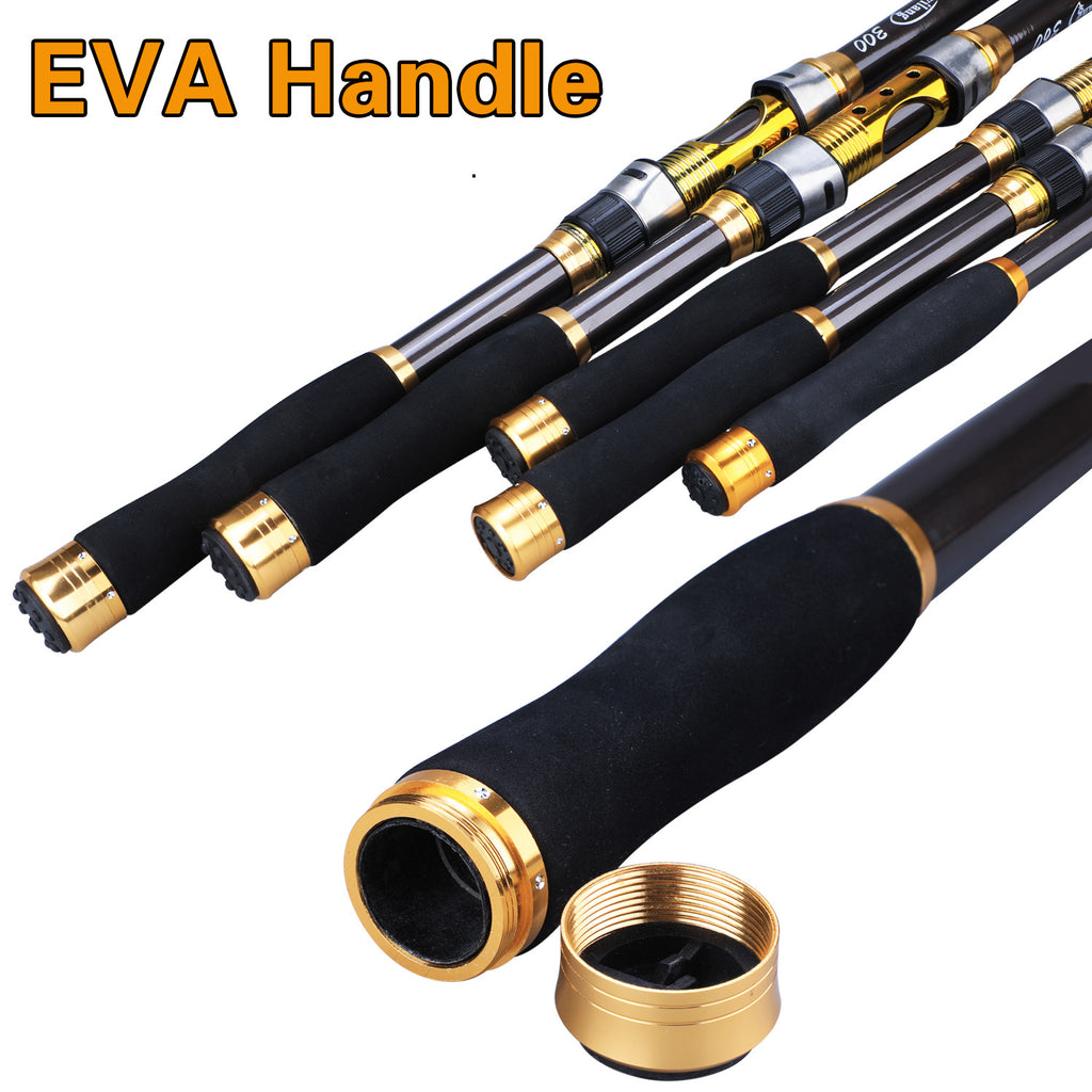 [Quality Construction] Sougayilang Ultralight Carbon Fiber Spinning Fishing Rod - Portable, Medium Action, 204.83-299.92cm Extendable Length, Black & Golden with Comfort Grip Handle - Ideal for All Anglers