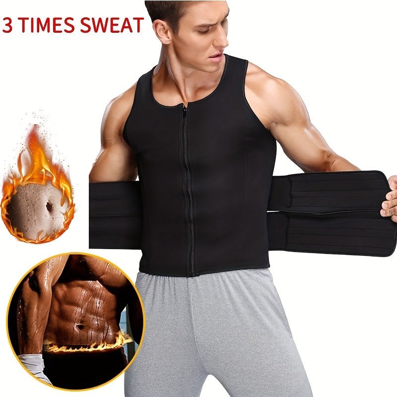 Men's Compression Sweat Sauna Vest, New Slimming Suit For Students, Waist Belts Body Shaper Back Support Tank Top For Workout Fitness Gym