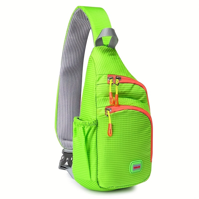 Waterproof Nylon Fanny Pack, Trendy Zipper Sling Bag With Side Pocket For Outdoor Sports