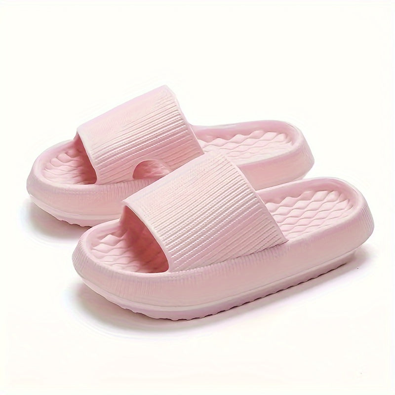 Simple Solid Color Slides, Casual Open Toe Soft Sole Shoes, Comfortable Indoor Home Bathroom Slides