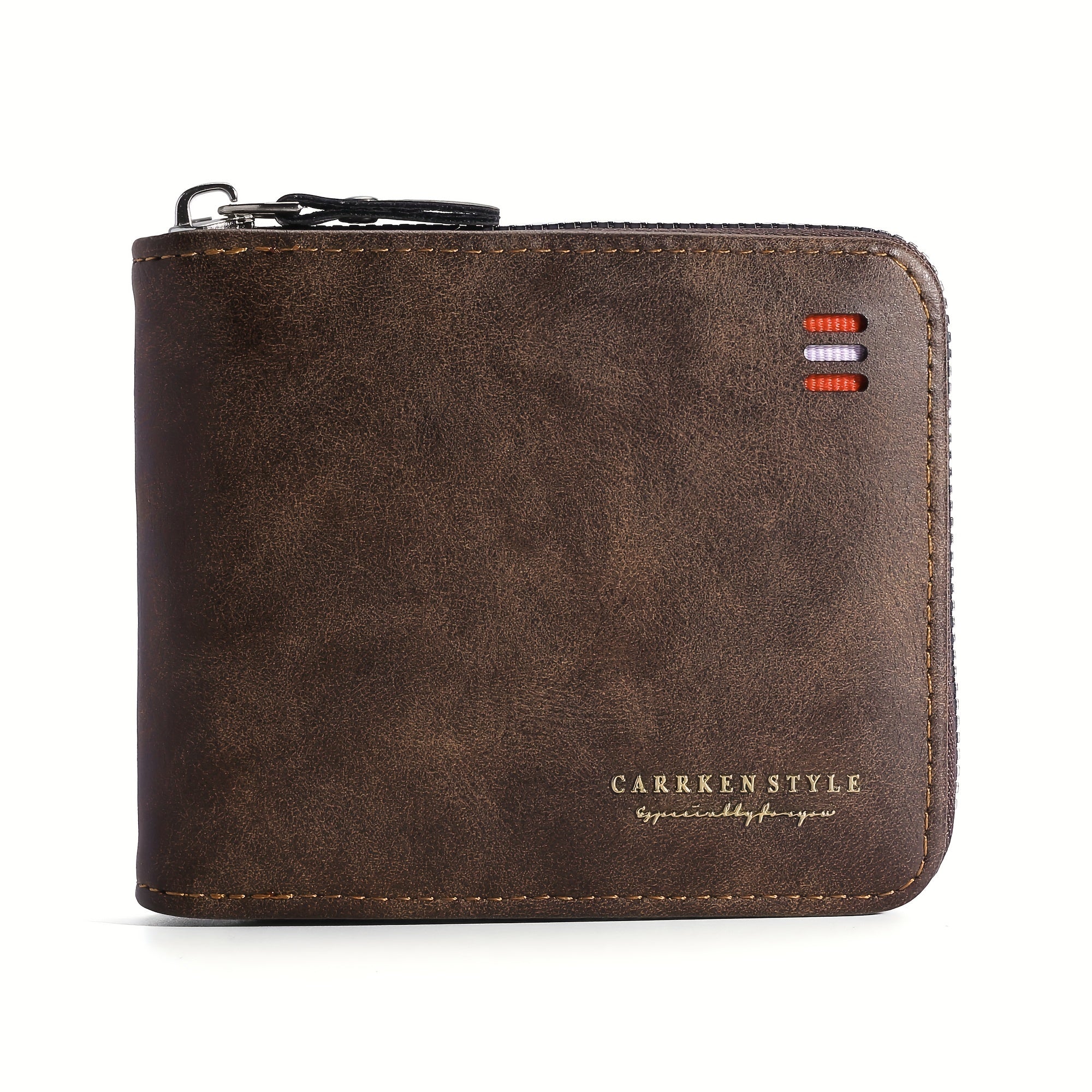 CarrKen Vintage Style Black Faux Leather Wallet with Color Block Design - Multi-Functional Zipper Money Holder, Large Capacity Card Case for Men, Students, and Youth, Youth Wallet | Vintage Style Wallet | Durable Zipper Closu