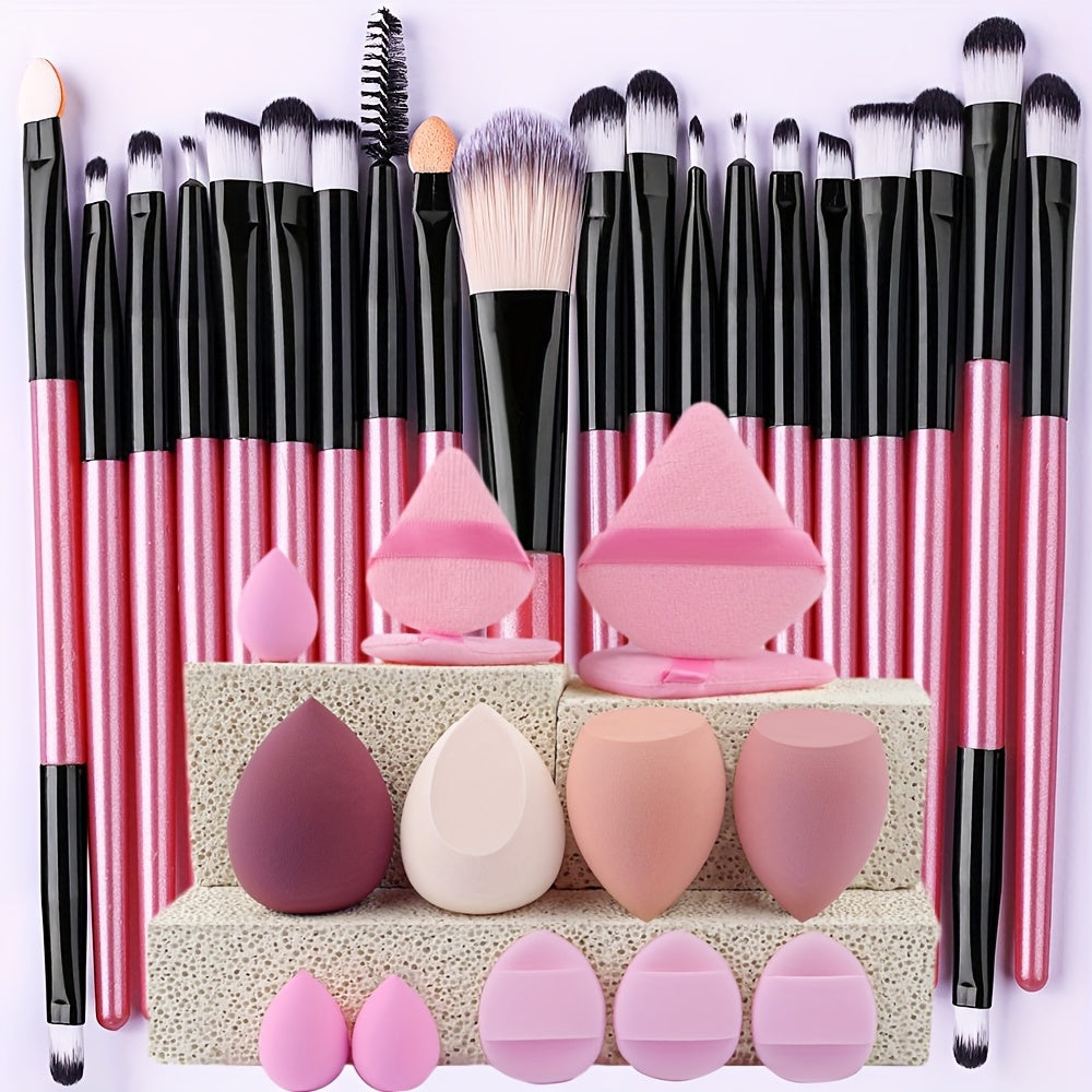 20/34pcs Makeup Brush Set and 8pcs Mini Makeup Brush Professional Soft Synthetic Powder Foundation Eyeshadow Makeup Brush Cosmetics Suitable for Beginners