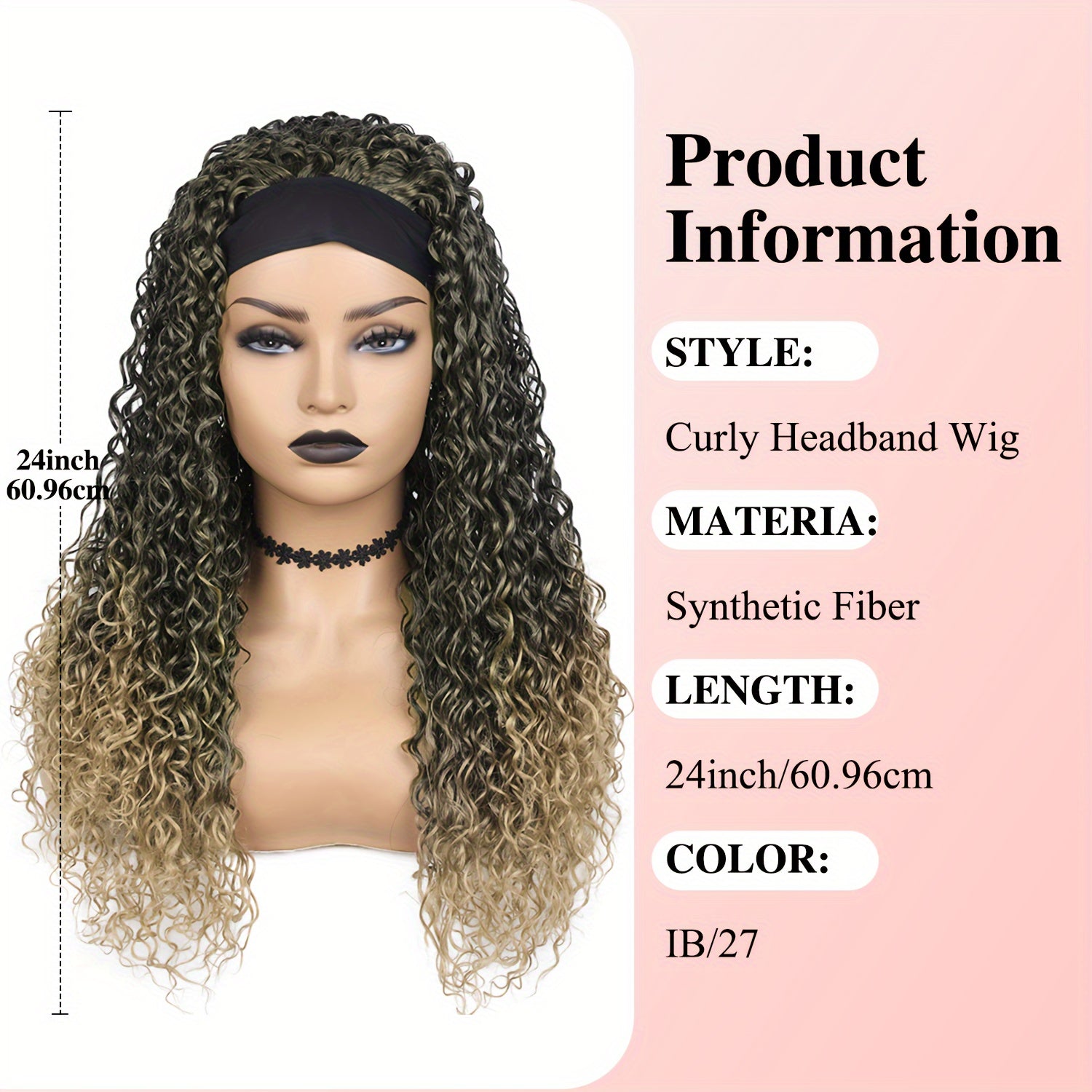 Ombre Blonde Curly Headband Wigs for Women Honey Blond Soft Hair Afro Curl Coily Synthetic Wig Headband Wigs for Mothers Day Gifts (Ombre Blonde)