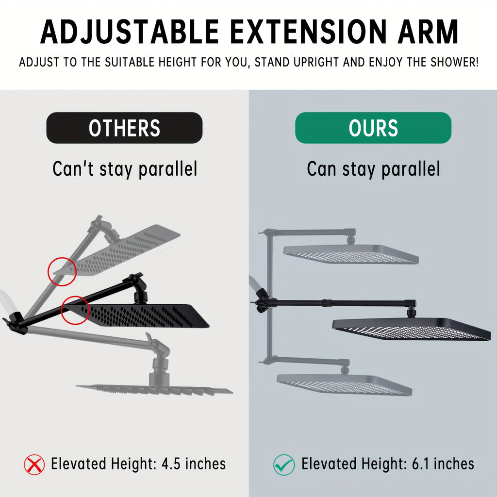 Shower Heads with Handheld Spray Combo, 13 Inches Rain Shower Head with 4-Mode Shower Wand, and 13 Inches Adjustable Arm, 3-Way Shower Diverter Valve, Extra Long Hose