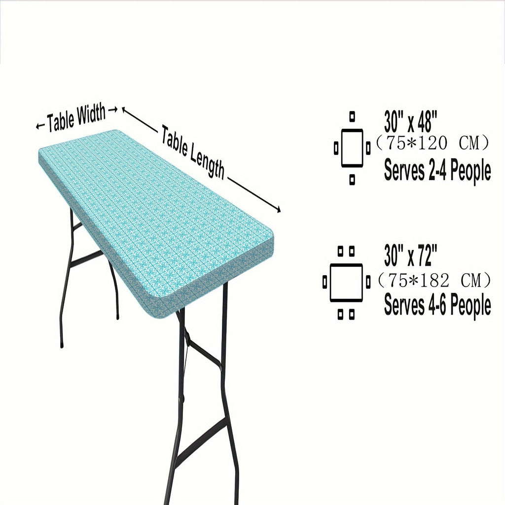 Washable 6ft Outdoor Table Cover with Elastic Edges - Perfect for Camping, Picnics, and Garden Parties - Durable Polyester, Navy Blue