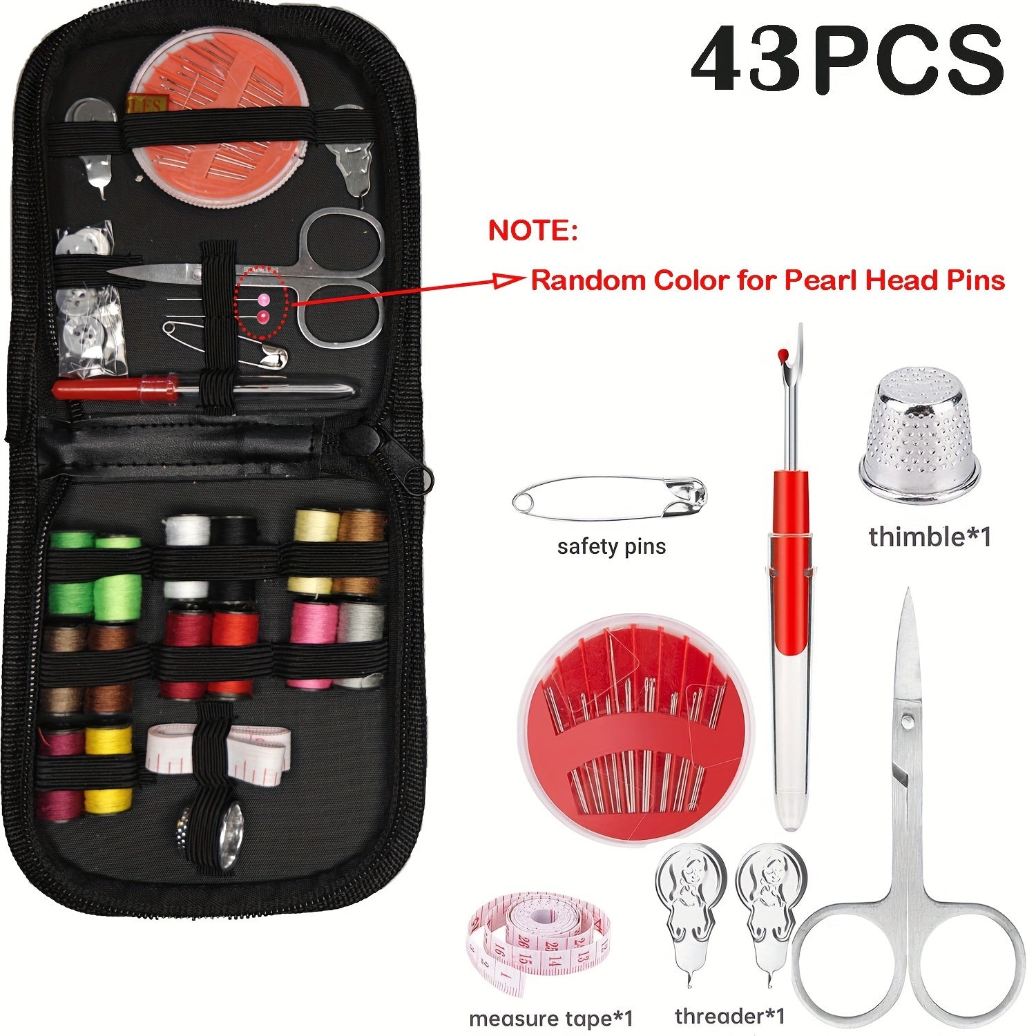 [104pcs Mini Sewing Kit] 43/98/104pcs Mini Travel Sewing Kit - 24-Color Threads, Needles & Accessories for Small Fixes & Emergency Repairs