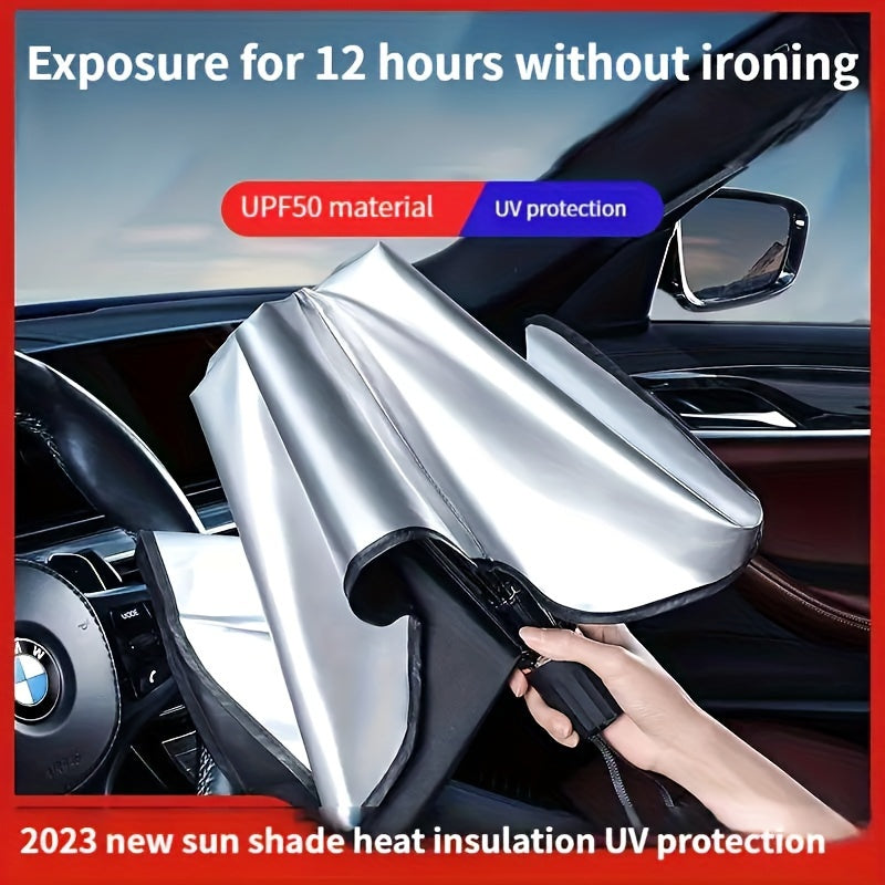 Car Sunshade Front Windshield Sunscreen Heat Insulation Sunshade Blocking Plate Blackout Curtain Gear Car Interior Windshield Small Car Cover Umbrella