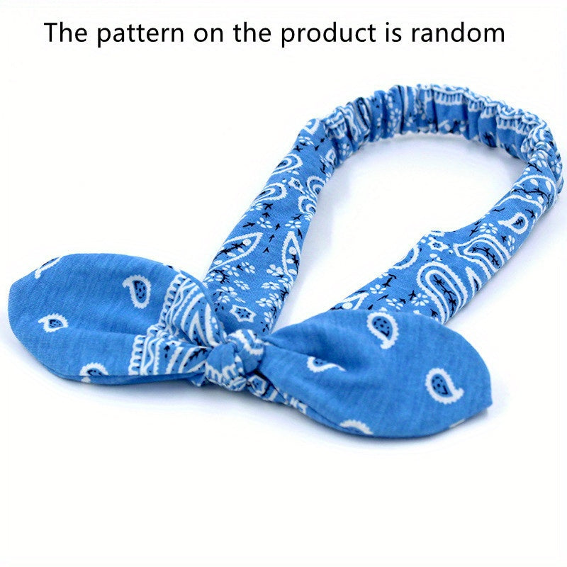 Paisley Print Boho Head Band Soft Headband Vintage Bowknot Elastic Hair Bands Hair Accessories