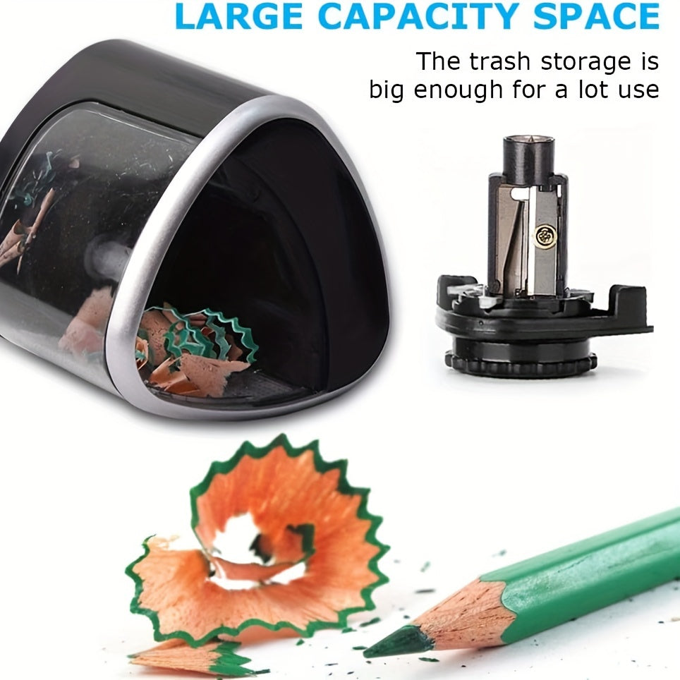 Automatic Electric Pencil Sharpener with Auto-Stop & Lead Breakage - Desktop Sharpener for Office &, No Needed, Compact Design, Sharpens Pencils in Seconds, Pencil Sharpener Electric, Supplies, Sleek Style, Waste Container