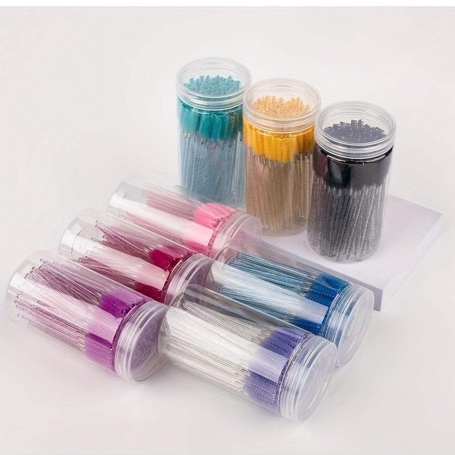 100pcs Eyelash Brushes with Container - Mascara Wands, Eyebrow Brush, and Eyelash Comb for Eyelash Extensions and Makeup Application