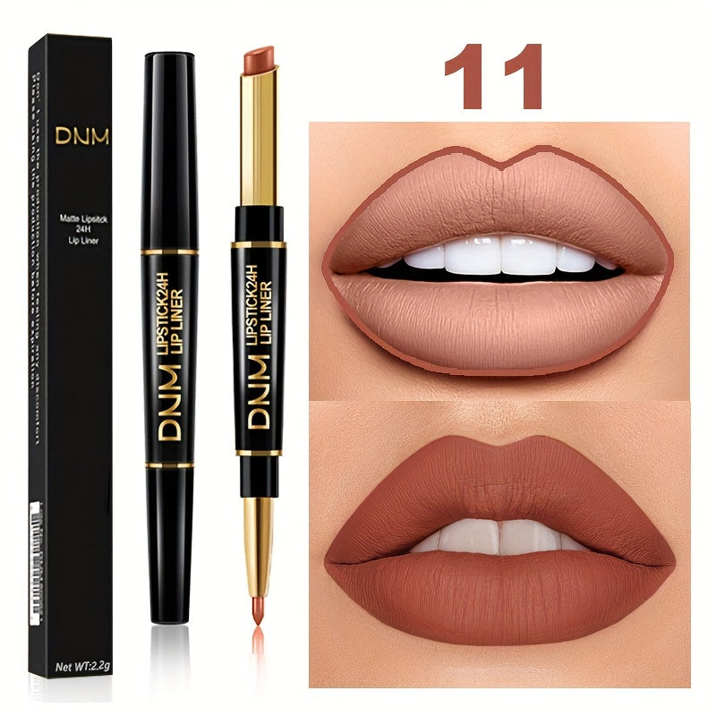 Double-Ended Gel Lipstick & Liner - Long-Lasting, High-Pigmented, Waterproof, Natural Makeup Effect for All Skin Types - Perfect Valentines Day Gift