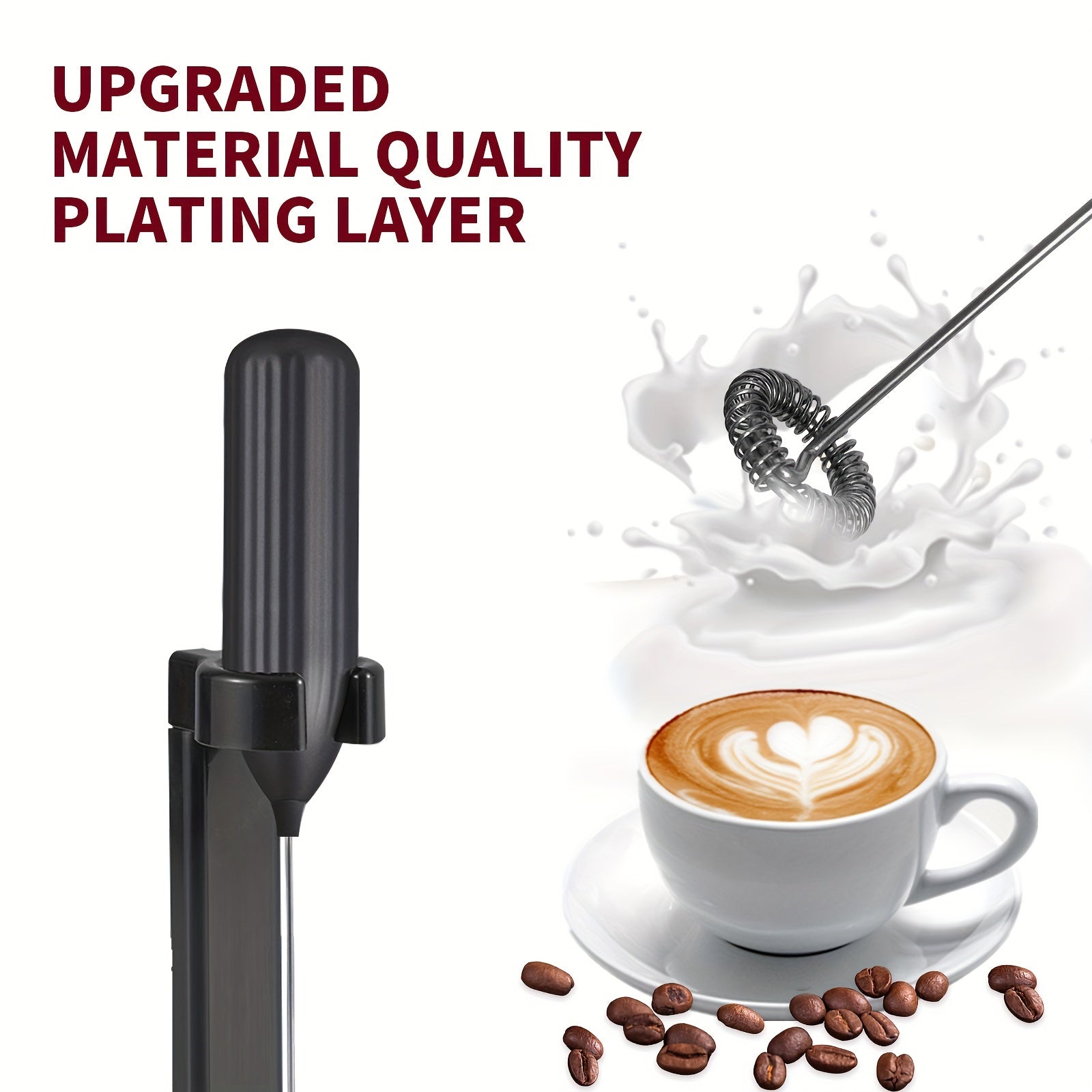 1pc, Lalayuan Powerful Electric Milk Frother, Mini Milk Foamer, Battery Operated (Not Included) Stainless Steel Drink Mixer, Handheld Electric Whisk For Coffee, Latte, Cappuccino, Chocolate, Matcha