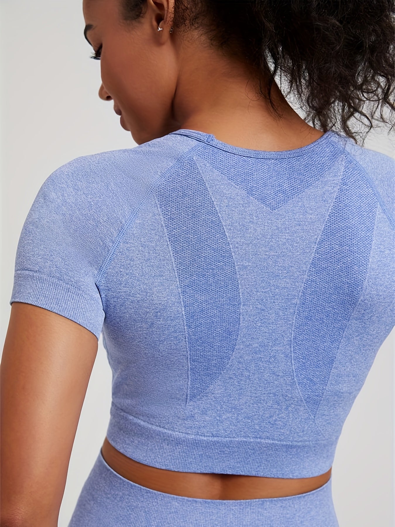 Women'S 2pcs Activewear Set - Seamless Knit Yoga Shorts & High-Waisted Fitness Shorts, Comfortable & Breathable for Gym Training, Spring/Summer/Fall