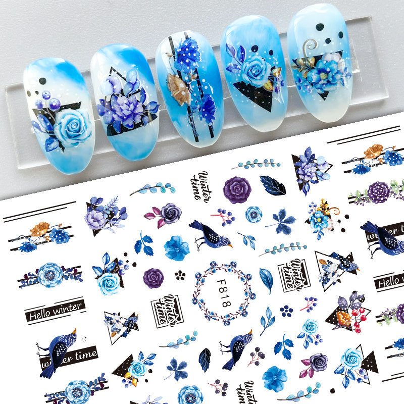 Snowflake Pattern Adhesive Nail Decals, Fashion Nail Art Stickers, Nail Stickers For Women