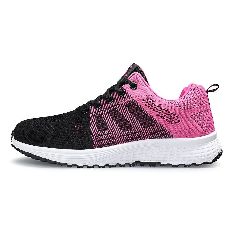 Women's Lightweight Mesh Athletic Sneakers - Breathable, Lace-Up Running Shoes with EVA Sole, Fashionable Black Casual Walking Footwear