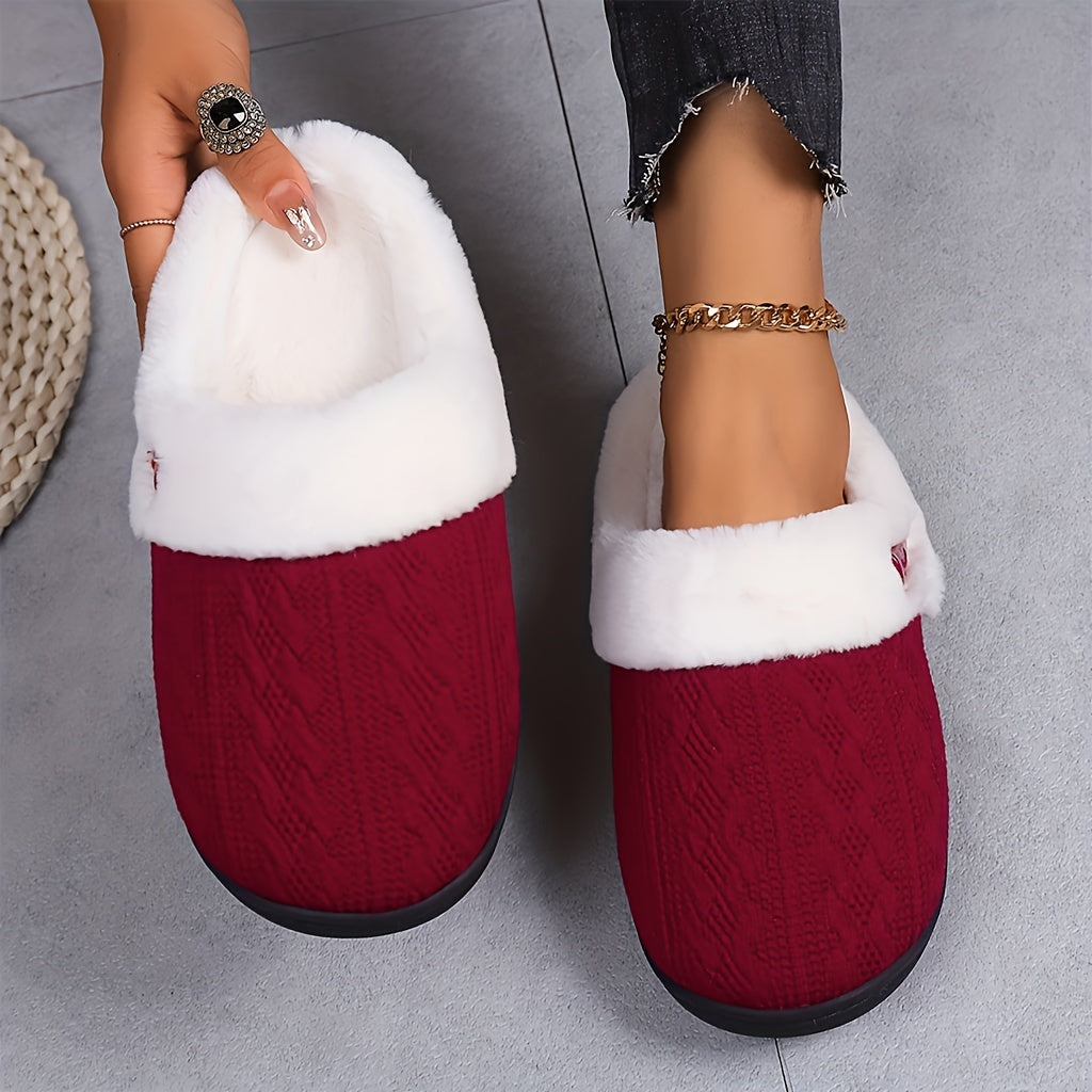 Women'S Plush Slippers - Winter Warm Soft Indoor/Outdoor House Shoes with Plush & TPR Sole, Soft Fabric Upper & Cushioned Insole - All-Season Cozy Slip-Ons in, Indoor Footwear, Minimalist Design, Comfortable Footwear, Stylish