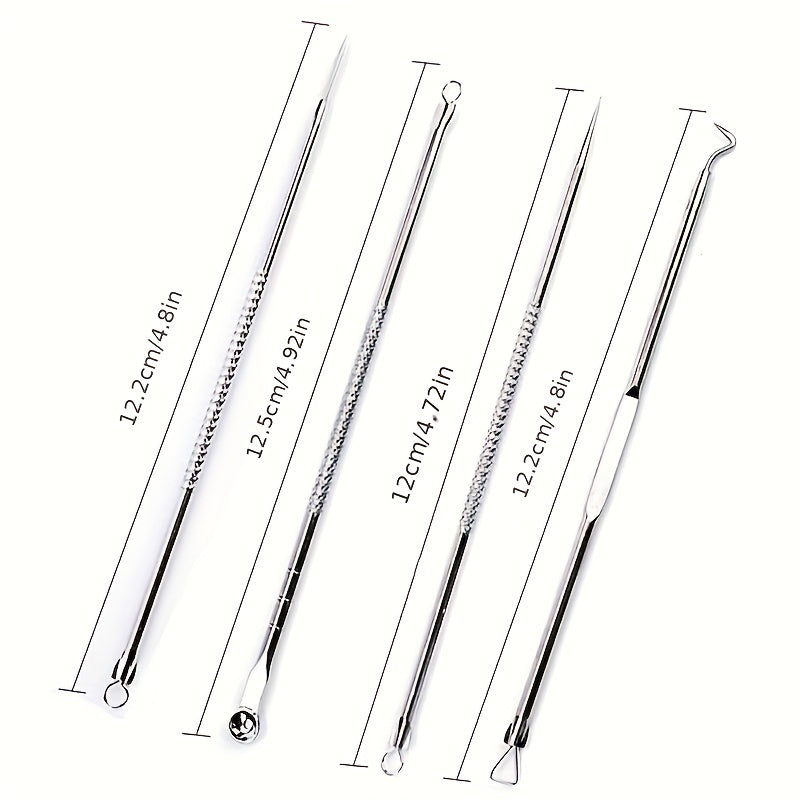 4pcs/set Acne Blackhead Needle Black Spot Pimple Blemish Remover Skin Care Women Beauty Acne Care Pore Cleanser Needle Hook