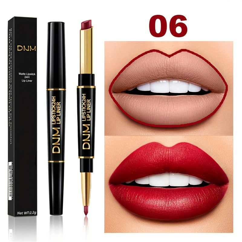 Double-Ended Gel Lipstick & Liner - Long-Lasting, High-Pigmented, Waterproof, Natural Makeup Effect for All Skin Types - Perfect Valentines Day Gift