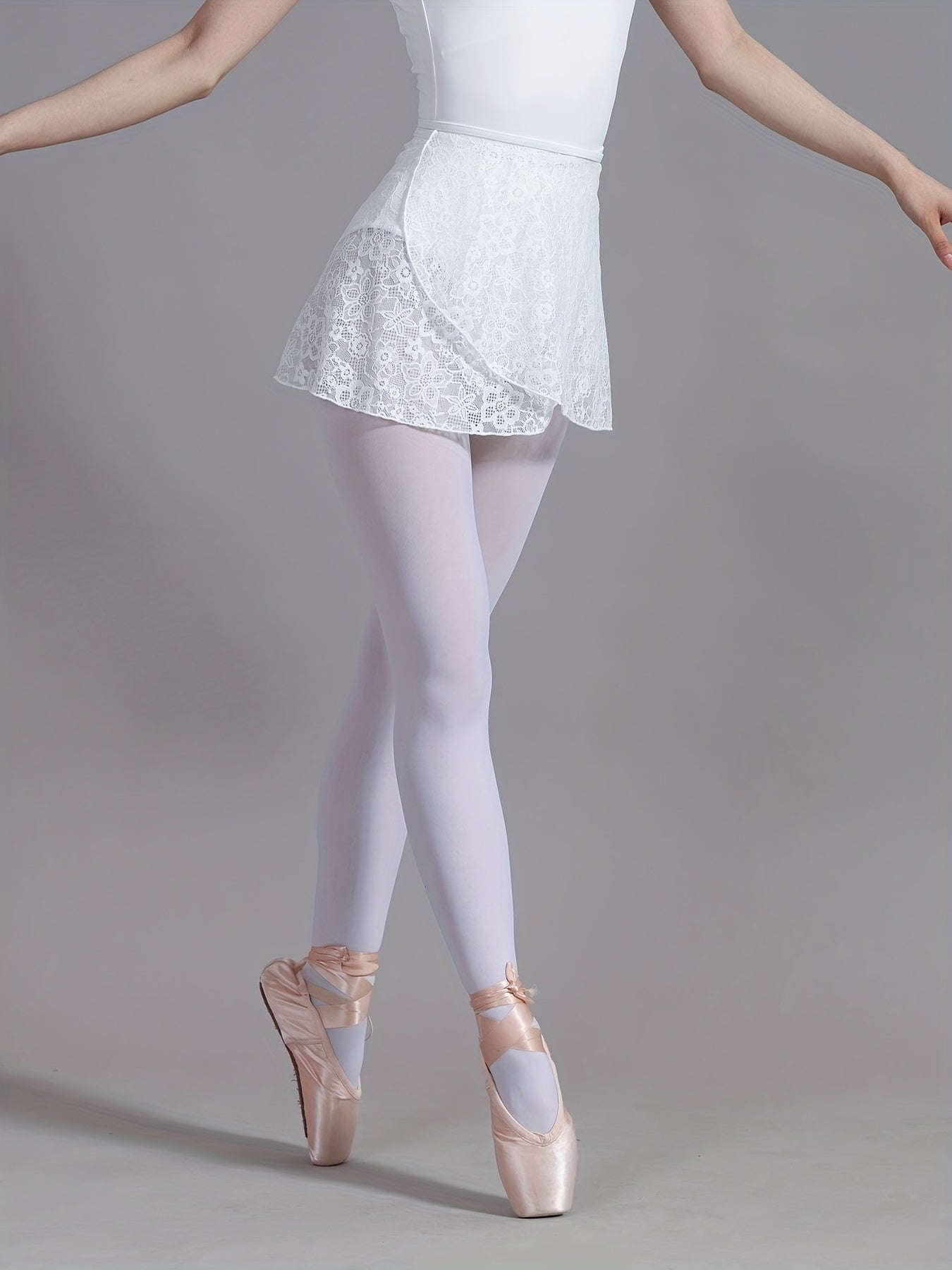 Women's Elegant Black Ballet Wrap Skirts - Semi-Sheer Lace Dance Skirt Dancewear