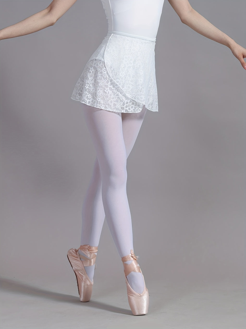 Women's Elegant Black Ballet Wrap Skirts - Semi-Sheer Lace Dance Skirt Dancewear