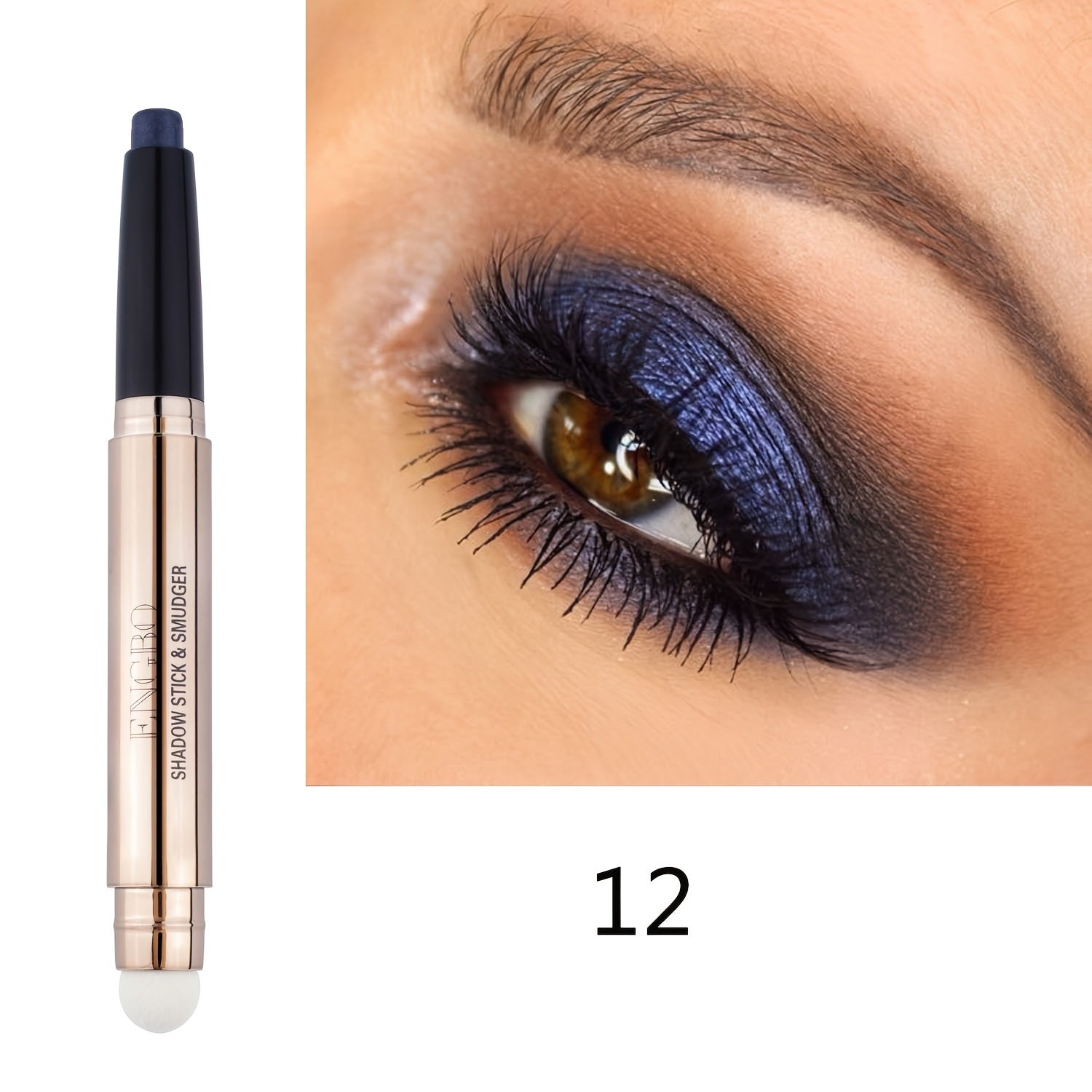 Eyeshadow Stick With Sponge Tip Glitter Creamy Eyeshadow Pencil Crayon Brightening Makeup (12 Midnight Black Matte) With Soft Waterproof Long Lasting Eyeshadow Highlighter Makeup For Music Festival