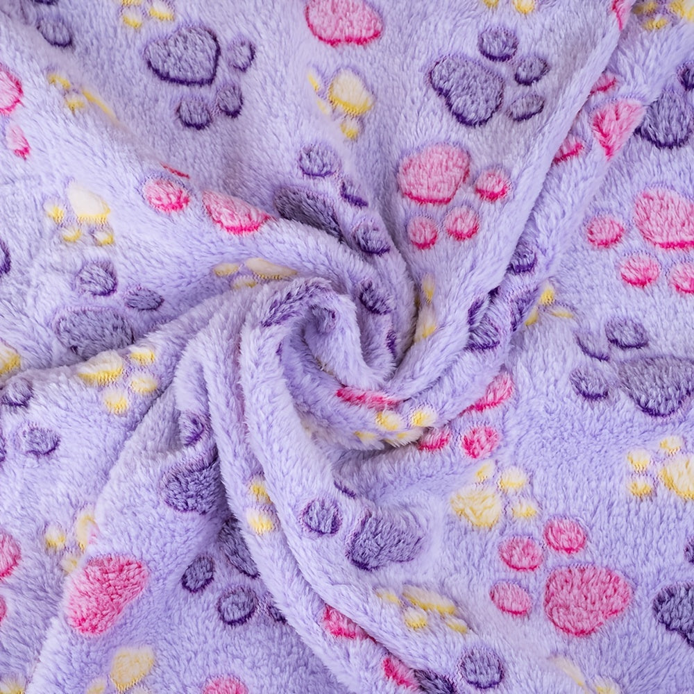 Stay Cozy with this Adorable Dog Paw Print Fleece Blanket - Perfect for Cats & Dogs!