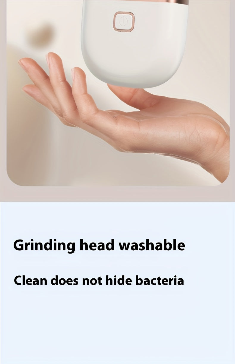 Rechargeable Electric Foot Grinder, Portable and Easy to Use, for Cracked Heels & Callus Removal - Thick Leather Polishing, 2-Speed Settings, Hard Care for Feet & Hands, 3 Replacement Grinding Heads, 1pc, with USB Charging