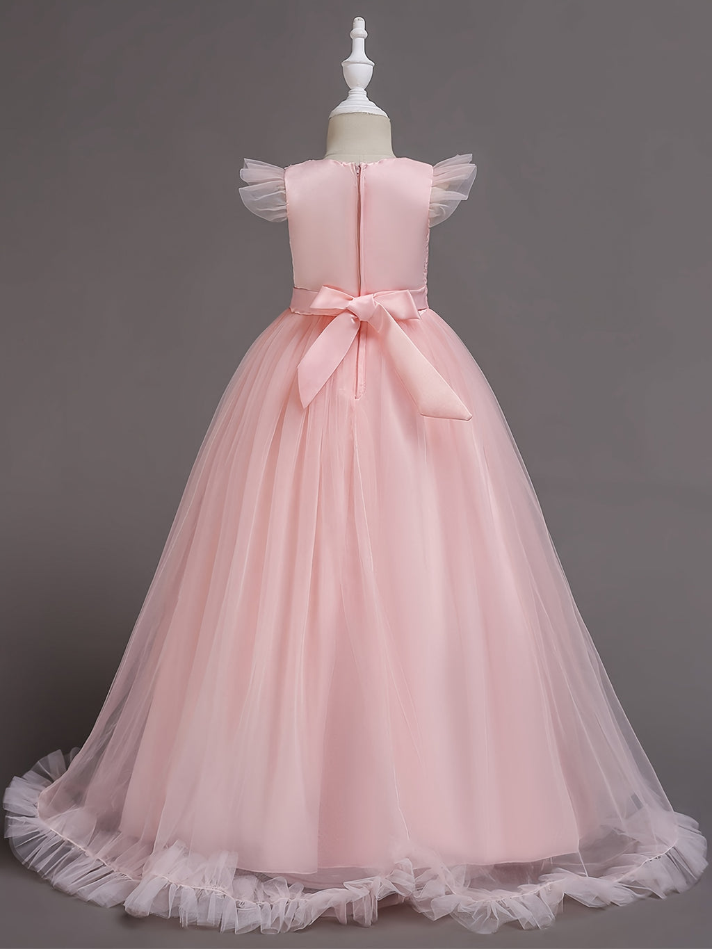 Girls Dresses Floral Lace Princess Dress With Tulle Birthday Party Wedding Sleeveless Pageant Evening Gown