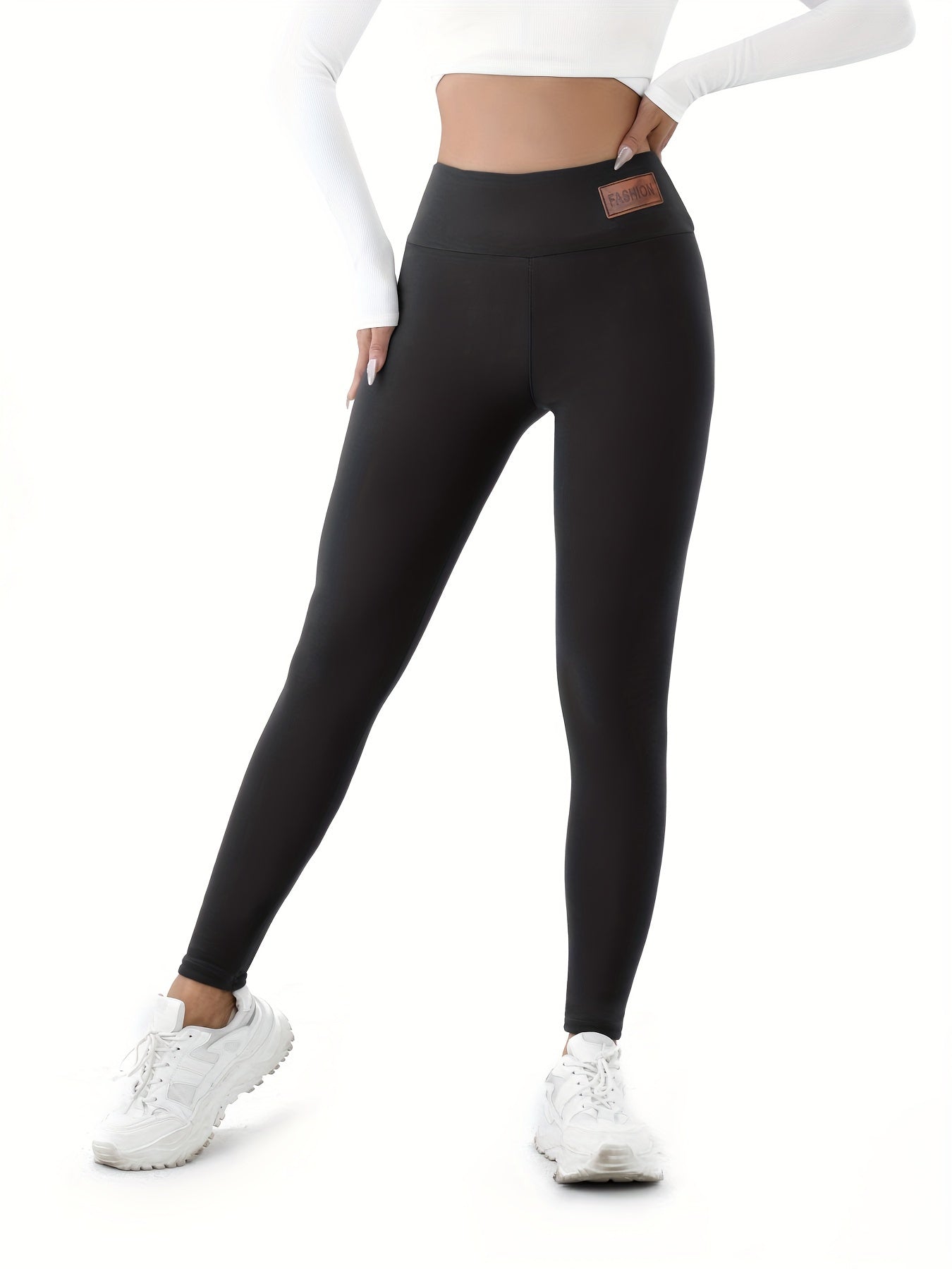 Autumn and Winter Fashion Label Tight Body Warm and Comfortable Tight Bottoms, High Elastic Warm Women's Sportswear