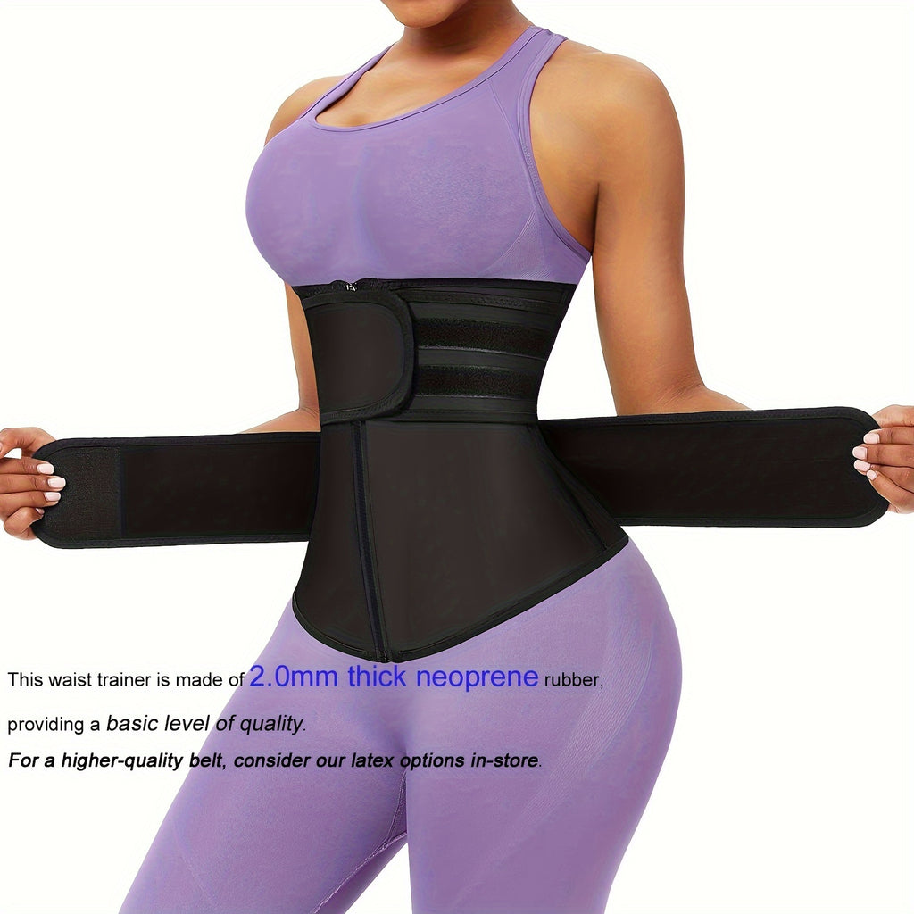 Premium Neoprene Waist Trainer & Sauna Sweat Belt - Zip-Up, Non-Slip for Enhanced Workout Sweating, Tummy Control & Back Support, Lightweight & Stretchy Fabric, Perfect Curve Design for Fitness & Wellness