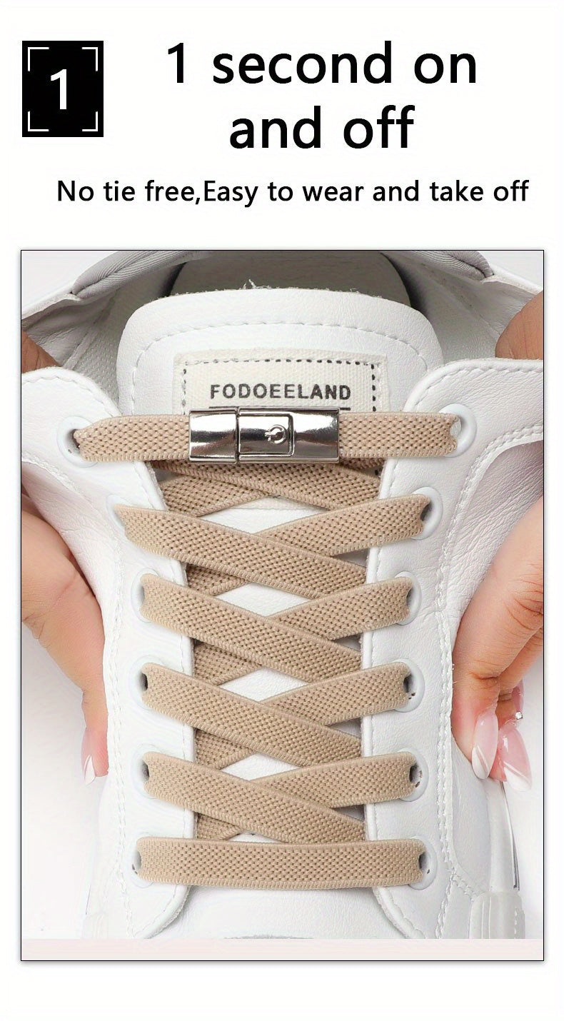 [Polyester Sneaker Accessories] White Polyester 1Pair Women's Sneaker Accessories, No Laces with Buckles