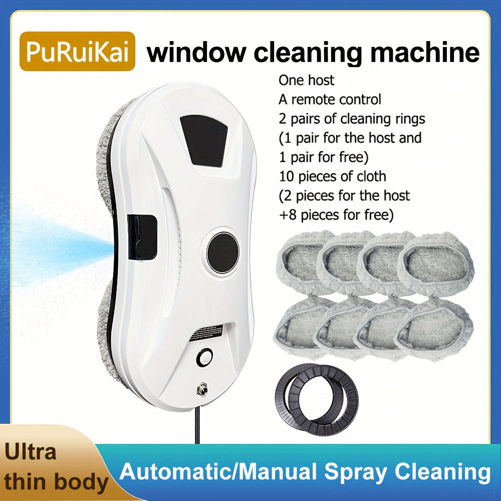 [Fully Automatic Window Cleaning] Remote-controlled intelligent window cleaning robot, automatically plans routes, strong suction power to prevent falling, worry-free for home use., Smart Home Appliance, Compact Design, Relia
