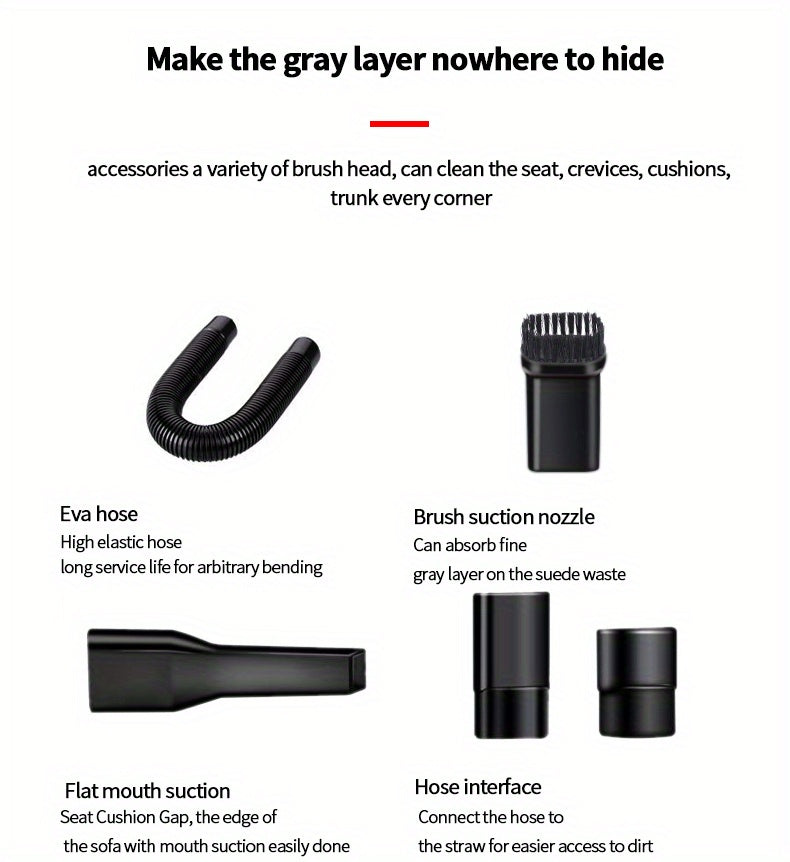 Car Vacuum Cleaner for Home Use, Large Suction Powerful Powerful Vacuum Cleaner for Car, Small Car Interior Vacuum Cleaner, Dry and Wet Dual-Use, Without Battery