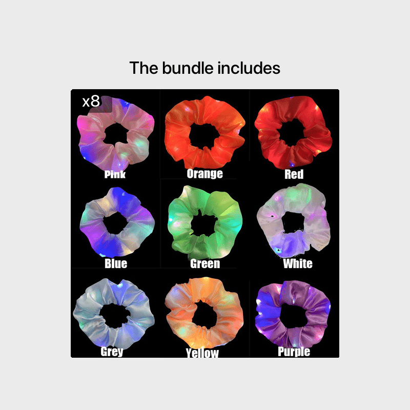 Women LED Luminous Scrunchies Ponytail Headwear Elastic Hair Tie Solid Color Party Hair Accessories For Music Festival