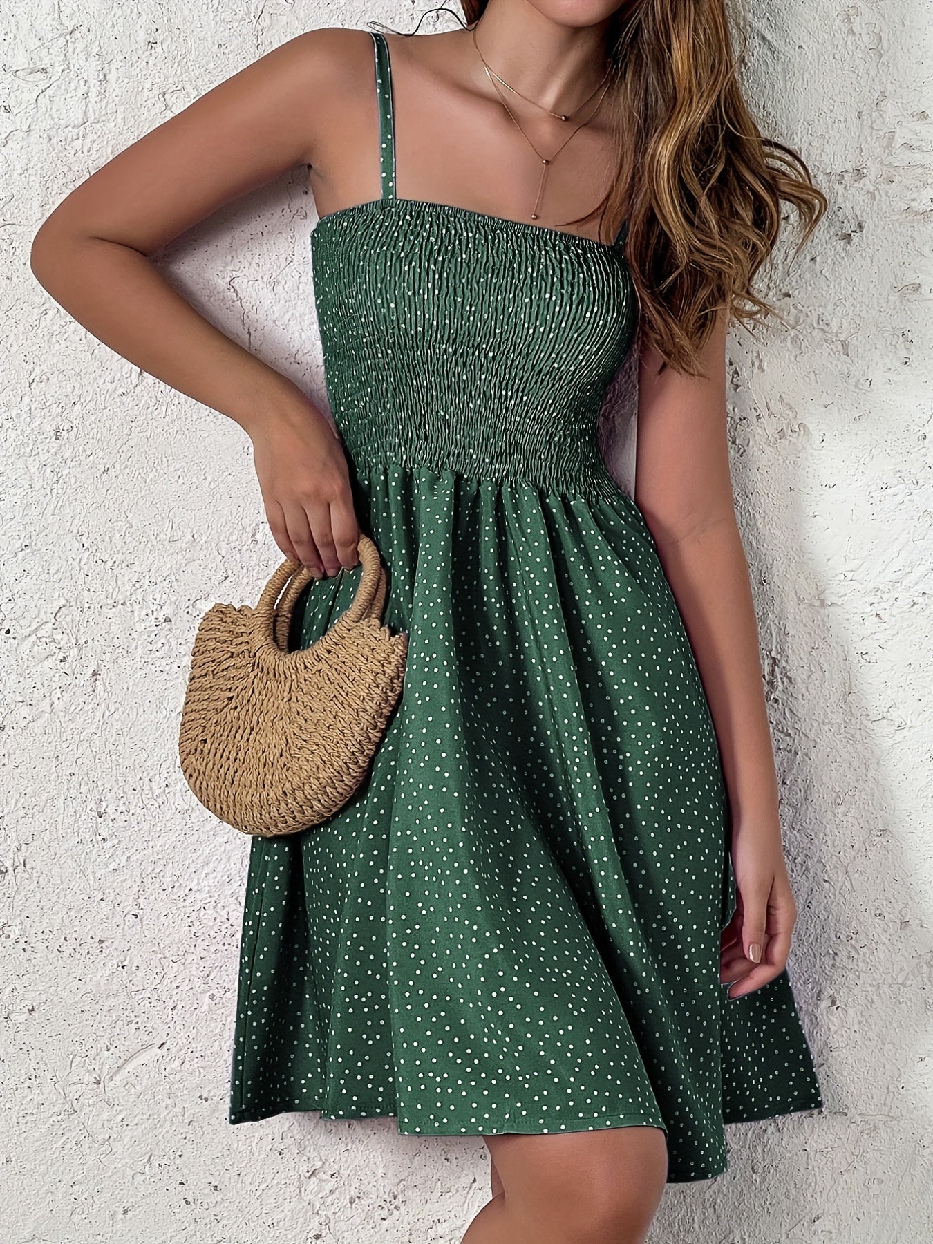 [Summer Cami Dress] Summer Backless Polka Dot Cami Dress | Women's Casual Clothing For Spring