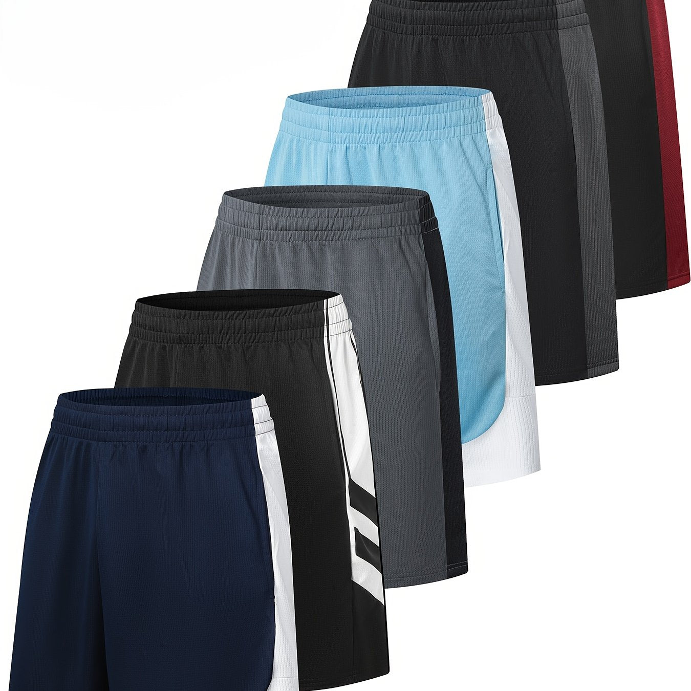 6-pack Men'S Mesh Athletic Basketball Shorts, Fitness Shorts With Pockets, Quick-drying, Casual Shorts Suitable For Men.