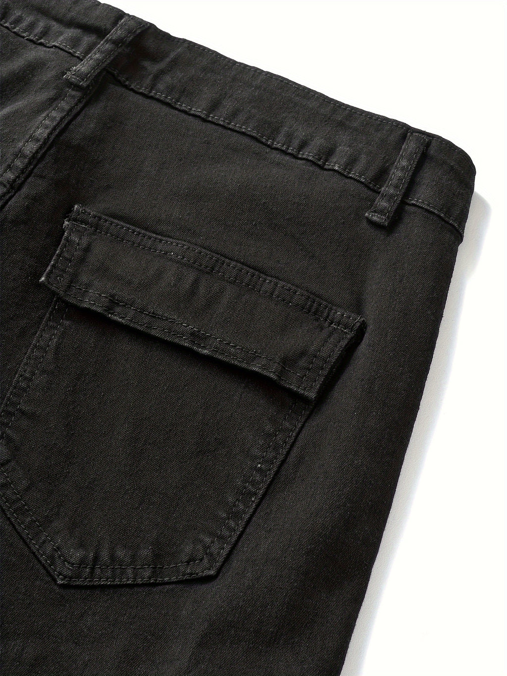 Men's Solid Color Multi-pocket Skinny Jeans For Autumn And Winter