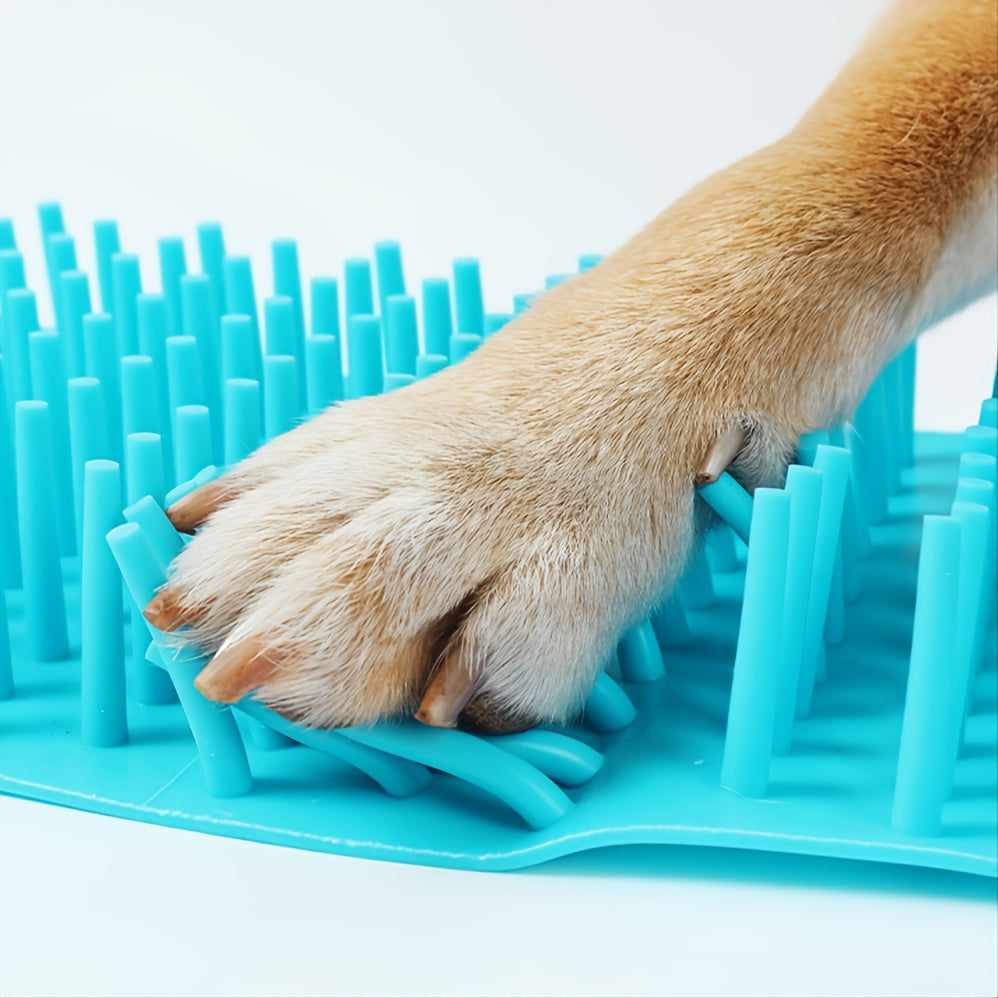 Portable Soft Silicone Pet Paw Cleaner Cup with Brush - Turquoise & Black Dog & Cat Paws Washing Cup, Non-Slip Base, Easy-Clean Durable Design for Indoor/ Use, Dirt & Debris Remover for Paws Before/After Walks, Dog Grooming,