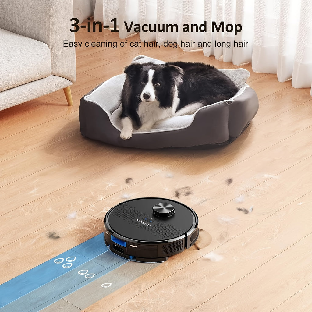 Robot Vacuum Cleaner And Mop Combo 4000Pa, Lubluelu SL61D Robotic Vacuum, 150Mins Max, 55dB, 10 No-Go Zones For Pet Hair Carpets Floor