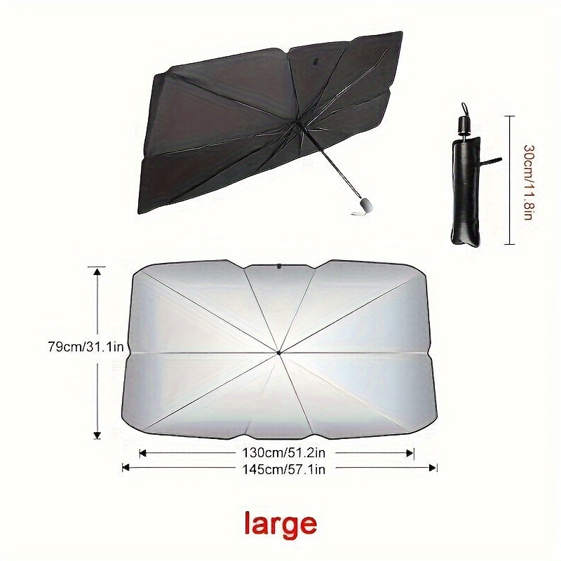 Car Sunshade Front Windshield Sunscreen Heat Insulation Sunshade Blocking Plate Blackout Curtain Gear Car Interior Windshield Small Car Cover Umbrella