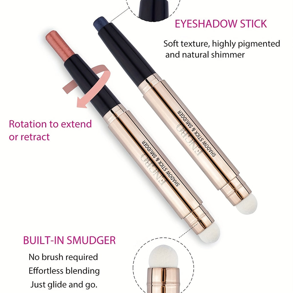 Eyeshadow Stick With Sponge Tip Glitter Creamy Eyeshadow Pencil Crayon Brightening Makeup (12 Midnight Black Matte) With Soft Waterproof Long Lasting Eyeshadow Highlighter Makeup For Music Festival