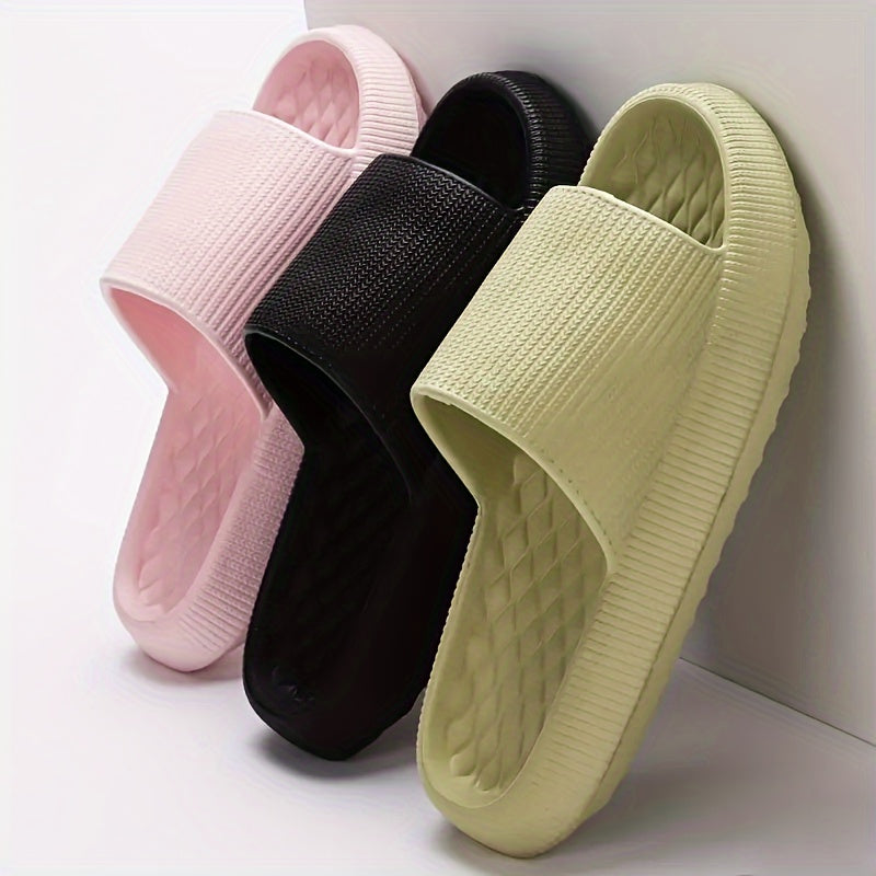 Simple Solid Color Slides, Casual Open Toe Soft Sole Shoes, Comfortable Indoor Home Bathroom Slides