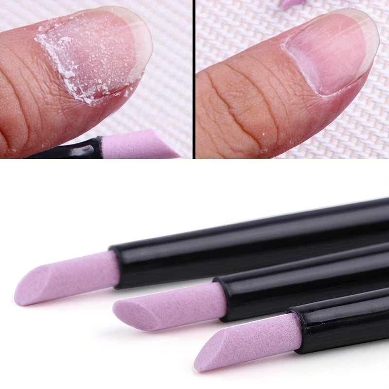 Quartz Scrubs Stone Cuticle Stick Pen, Nail Art Grinding Pen Nail Polish Manicure Care Tools, 3 Pcs