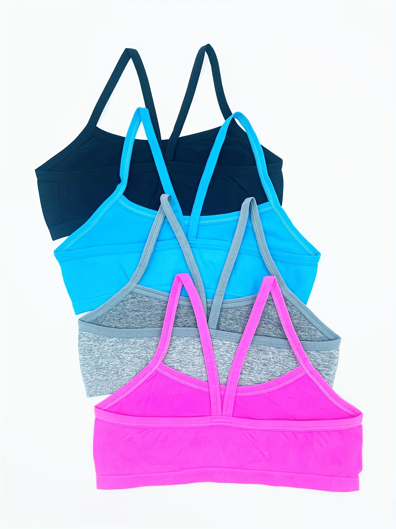 Holiday Style 4pcs Girls Training Bras Stretchy Sports Bralette Sleeveless Crops Tank Tops Underwears For 6-14 Years Old Kids